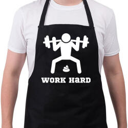 printfashion Fehér WORK HARD edzős felszerelés - Kötény - Fekete (4931858)