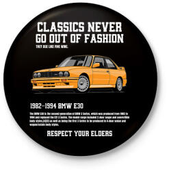 printfashion Bmw E30 - Kitűző, hűtőmágnes - Fekete (14789323)