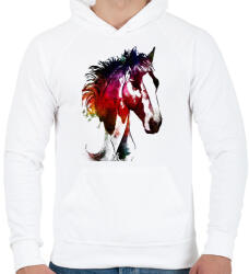 printfashion Absztrakt ló - Férfi kapucnis pulóver - Fehér (1437201)