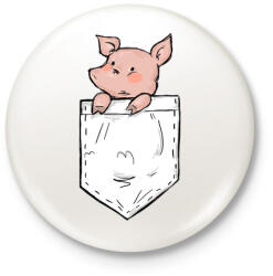 printfashion Malac zsebben - Kitűző, hűtőmágnes - Fehér (4001179)