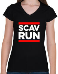 printfashion Scav Run - Női V-nyakú póló - Fekete (14219091)