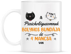 printfashion Cica pszichológus - Bögre - Fehér (11632329)