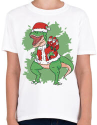 printfashion Karácsonyi T-rex - Gyerek póló - Fehér (10152156)