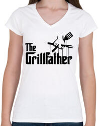 printfashion The grillfather - black - Női V-nyakú póló - Fehér (13686363)
