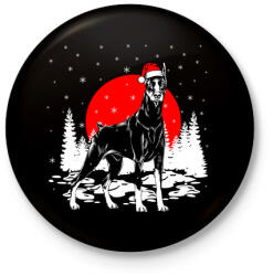 printfashion Dobermann karácsony - Kitűző, hűtőmágnes - Fekete (3093158)