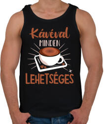 printfashion Kávéval minden lehetséges - Férfi atléta - Fekete (7436208)