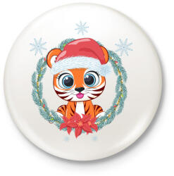 printfashion Tigris baba karácsonya - Kitűző, hűtőmágnes - Fehér (5590734)