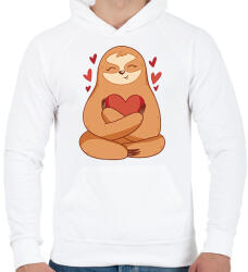 printfashion Lajhár szívvel - Férfi kapucnis pulóver - Fehér (13965156)