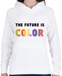 printfashion THE FUTURE IS COLOR - Női kapucnis pulóver - Fehér (1758408)