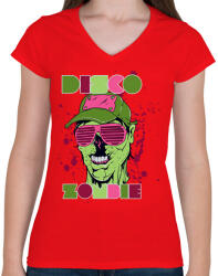 printfashion Disco Zombie - Női V-nyakú póló - Piros (2337617)