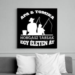 printfashion Horgász társ - Apa és fia névvel - Vászonkép - Fekete (13783863)