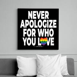 printfashion Never apologize for who you are - humanista - LMBT / LMBTQI (125) - Vászonkép - Fekete (6655323)