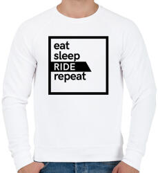 printfashion Eat sleep ride repeat - Férfi pulóver - Fehér (1641601)