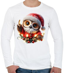 printfashion Cuki vicces karácsonyi party bagoly - Férfi hosszú ujjú póló - Fehér (15252451)