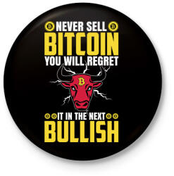 printfashion BITCOIN 4 EVER 43 - Kitűző, hűtőmágnes - Fekete (6110998)