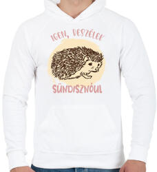 printfashion Igen, beszélek sündisznóul - Férfi kapucnis pulóver - Fehér (7094127)