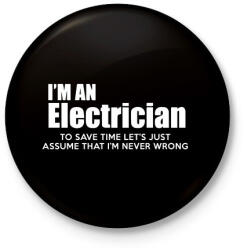 printfashion ELECTRICIAN - Kitűző, hűtőmágnes - Fekete (3092205)