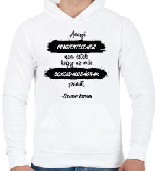 printfashion Örkény István - Annyi mindenféléhez nem értek - Férfi kapucnis pulóver - Fehér (6612665)