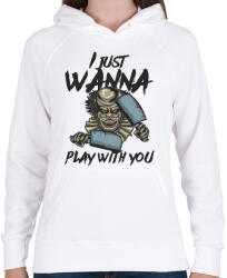 printfashion Horror bohóc 02 - I just wanna play with you - Női kapucnis pulóver - Fehér (4919318)