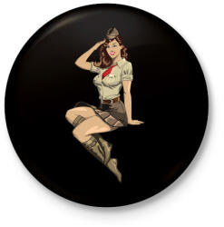 printfashion Pinup Salute - Kitűző, hűtőmágnes - Fekete (3094424)