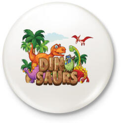 printfashion Dinoszauruszok - Kitűző, hűtőmágnes - Fehér (5076646)