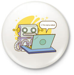 printfashion Not a robot - Kitűző, hűtőmágnes - Fehér (7564193)