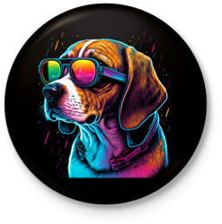 printfashion Retro Beagle - Kitűző, hűtőmágnes - Fekete (14259858)