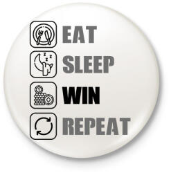 printfashion Eat, sleep, win, repeat - Kitűző, hűtőmágnes - Fehér (15560181)