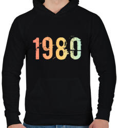 printfashion 1980 - Férfi kapucnis pulóver - Fekete (11825643)