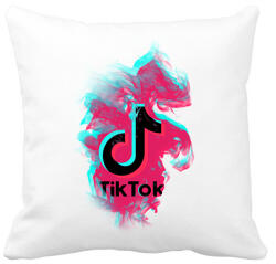 printfashion Lobogó Tik Tok logo - Párnahuzat, Díszpárnahuzat - Fehér (2132397)