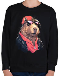 printfashion Capybara - rock - Gyerek pulóver - Fekete (13757189)