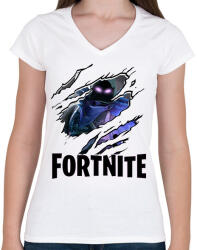printfashion Fortnite skin - Női V-nyakú póló - Fehér (2856860)