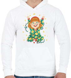 printfashion Kislány égősorral - Férfi kapucnis pulóver - Fehér (10772165)