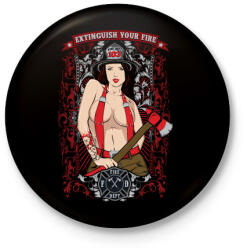printfashion Szexi tűzoltó csaj - Kitűző, hűtőmágnes - Fekete (3090756)