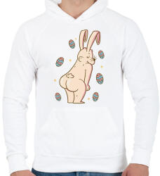 printfashion Húsvéti nyúl - Férfi kapucnis pulóver - Fehér (13006345)