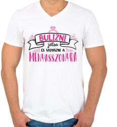 printfashion Bulizni jöttem - Csapat (black) - Férfi V-nyakú póló - Fehér (7262387)