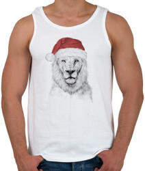printfashion Santa lion - Férfi atléta - Fehér (463633)