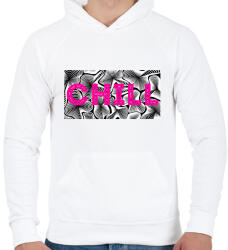 printfashion Rózsaszín CHILL - Férfi kapucnis pulóver - Fehér (13904610)