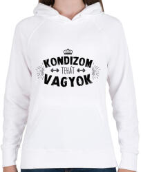 printfashion Kondizom, tehát vagyok - Női kapucnis pulóver - Fehér (8951847)