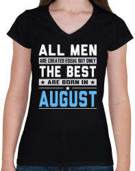printfashion A legjobbak augusztusban születnek - Női V-nyakú póló - Fekete (297849)