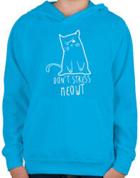 printfashion Don't stress - Gyerek kapucnis pulóver - Azúrkék (2232234)