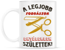 printfashion Fodrász szülinap október színes - Bögre - Fehér (5492109)