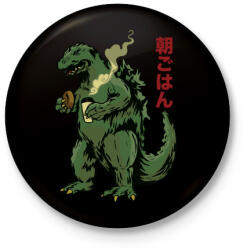 printfashion Morning Godzilla - Kitűző, hűtőmágnes - Fekete (3101310)