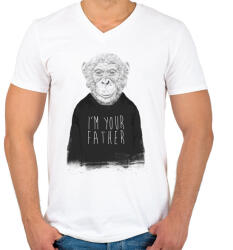 printfashion I'm your father - Férfi V-nyakú póló - Fehér (245117)