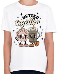 printfashion REtro páros - kávé és fánk - Gyerek póló - Fehér (11705965)