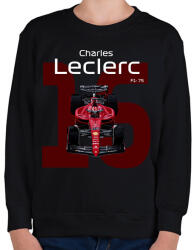 printfashion Charles Leclerc 16 autóversenyző - fehér felirat - Gyerek pulóver - Fekete (16041936)