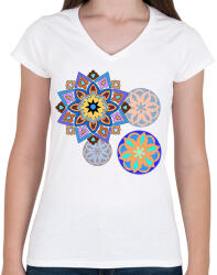 printfashion Mandala7 - Női V-nyakú póló - Fehér (1539730)