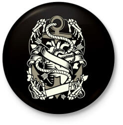 printfashion Szív és Horgony - Kitűző, hűtőmágnes - Fekete (3090612)