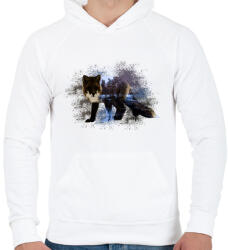 printfashion fox abstrakt - Férfi kapucnis pulóver - Fehér (1785438)