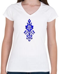 printfashion Magyaros minta5 - Női V-nyakú póló - Fehér (7900171)
